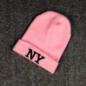 NY, New York Skull cap Beanie Pink